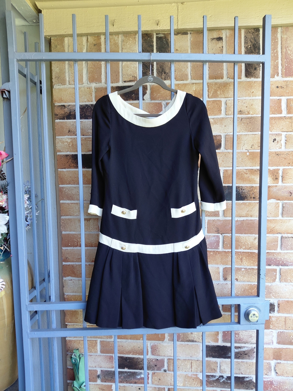 Moschino Black and Cream Contrast Collar Dress#(C26)